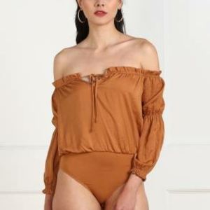 Forever 21 Rust Orange Off The Shoulder Bodysuit